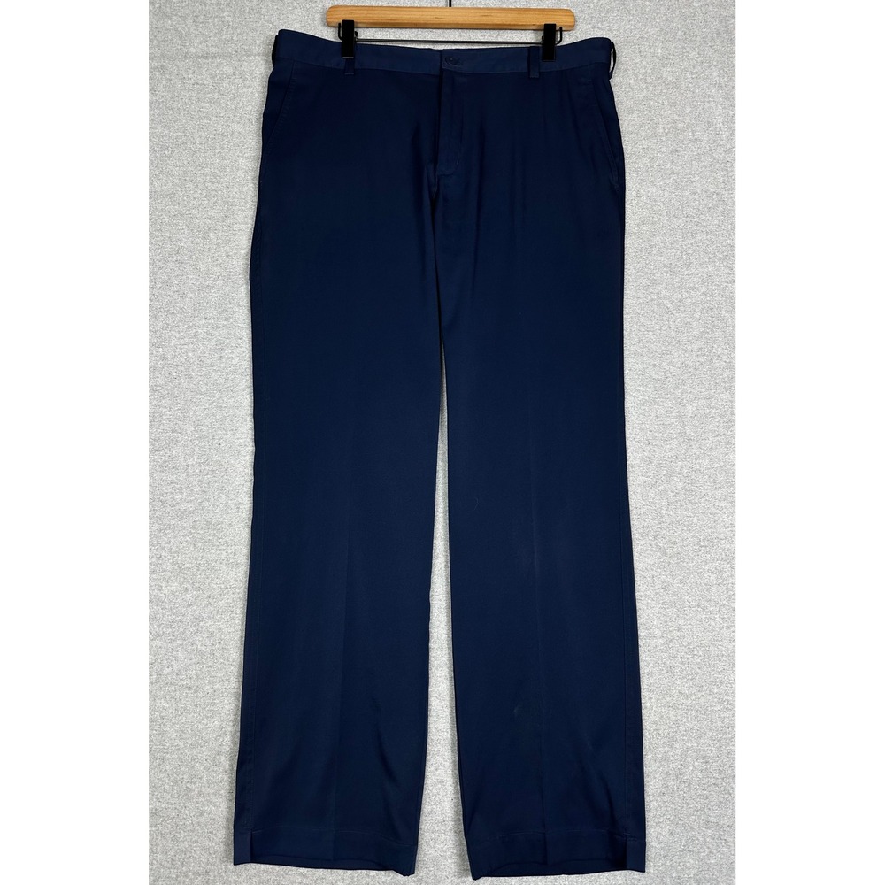 Nike Dri Fit Tech Golf Pants Mens 36x32 Navy Blue Flat Front Trousers